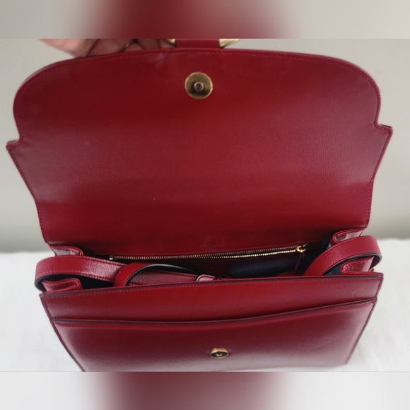 Authentic Gucci GG Marmont Red Leather Shoulder Bag Gold Hardware Gucci Handbag - Picture 7 of 14